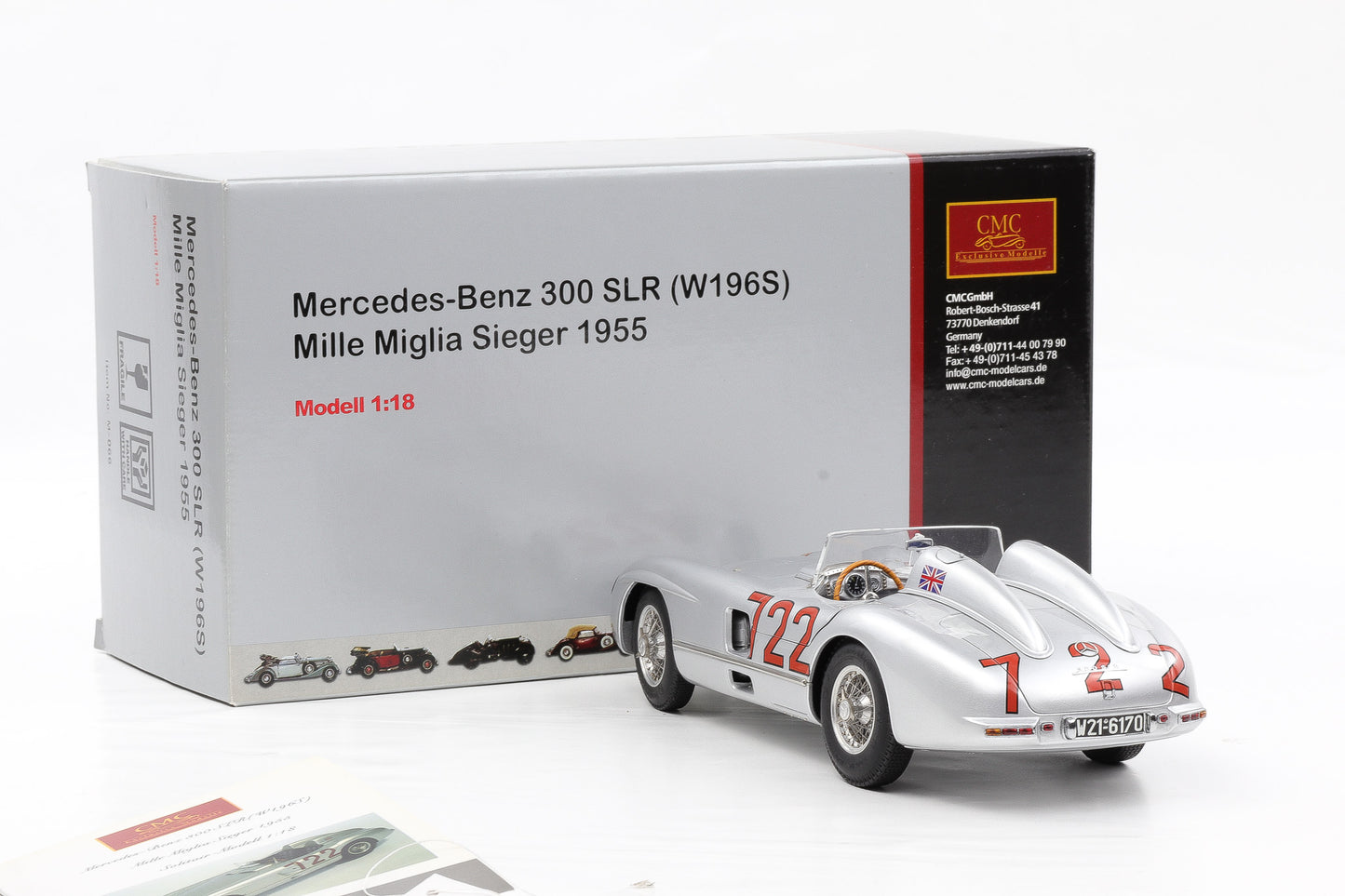 1:18 CMC Mercedes-Benz 300 SLR W19S Mille Miglia Sieger 1955 M066