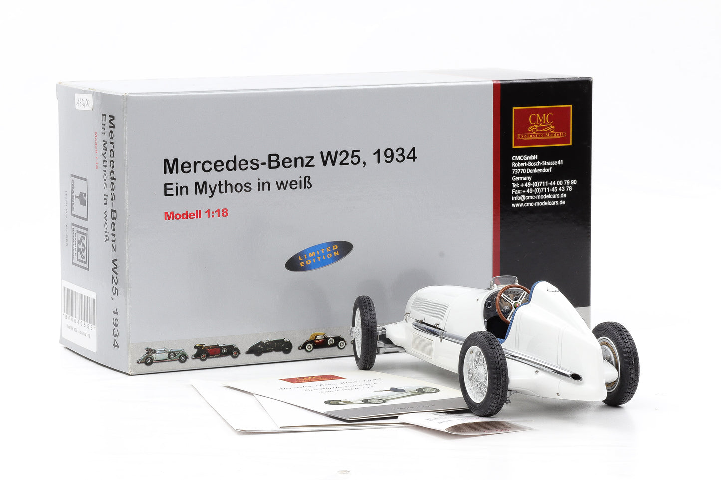 1:18 CMC Mercedes-Benz W25 1934 Mythos in weiss M-065