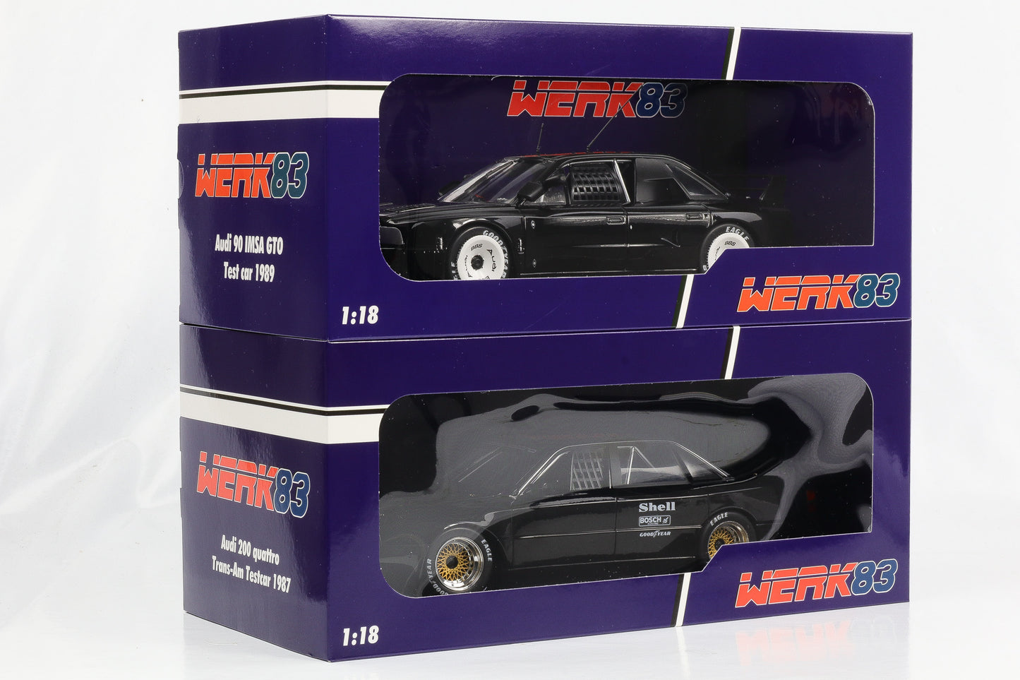 1:18 Audi 90 IMSA GTO & 200 Quattro Trans-Am Testcar schwarz Werk83 Set