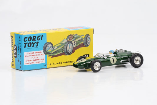 1:45 Corgi Toys Lotus Climax Rennwagen 1967 British Racing green Nr.155 Repro