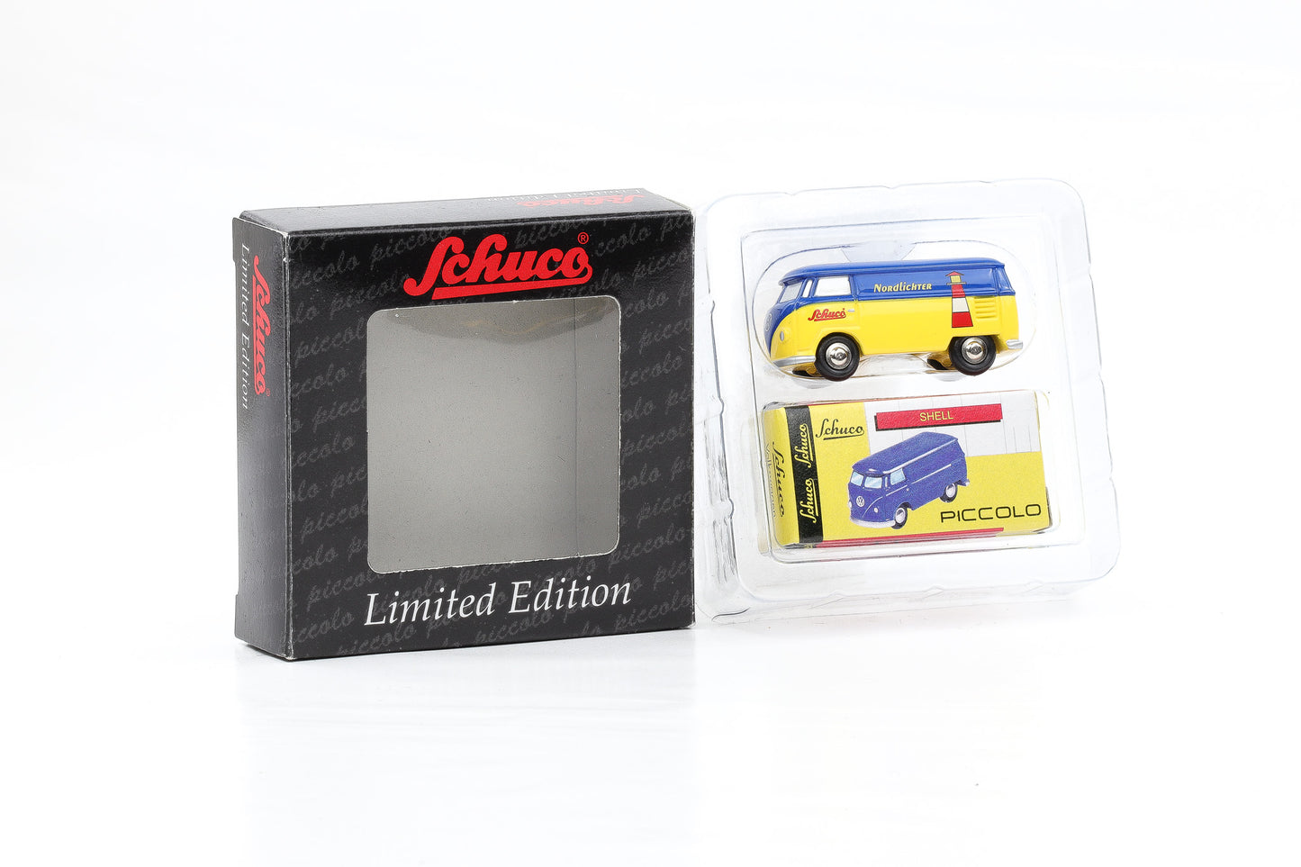 1:90 Schuco Piccolo VW T1 Bus Bulli Nordlichter blau-gelb Limitiert Art.Nr. 77426