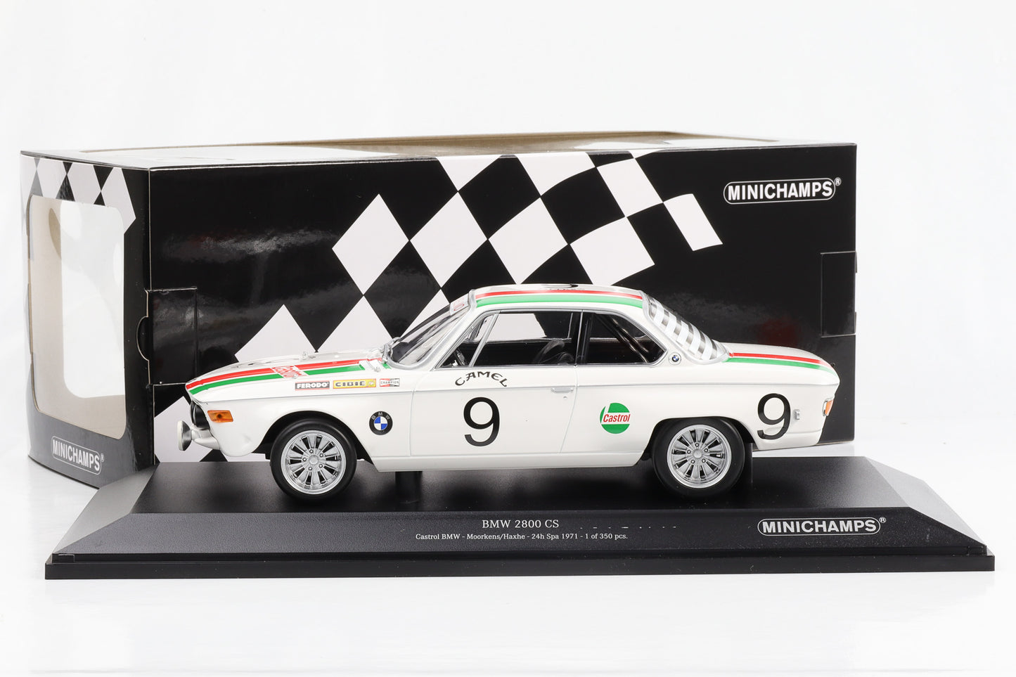 1:18 Minichamps 2800 CS #9 Team Castrol 24h Spa 1971 Moorkens Haxhe