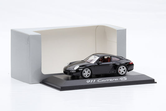 1:43 Minichamps Porsche 911 997 Carrera 4S schwarz / rotes Interieur WAP Dealer