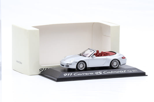 1:43 Minichamps Porsche 911 997 Carrera 4S Cabriolet silber rotes Interieur WAP Dealer