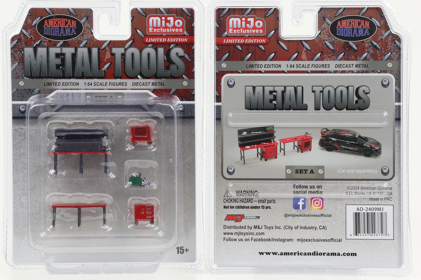 1:64 American Diorama Mijo Metal Tools Werkbank Werkstatt Set