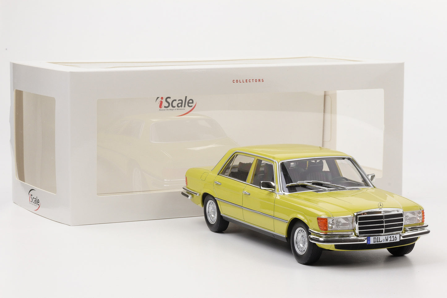 1:18 Mercedes-Benz S-Klasse 450 SEL 6.9 W116 1975 1980 mimosengelb iScale diecast