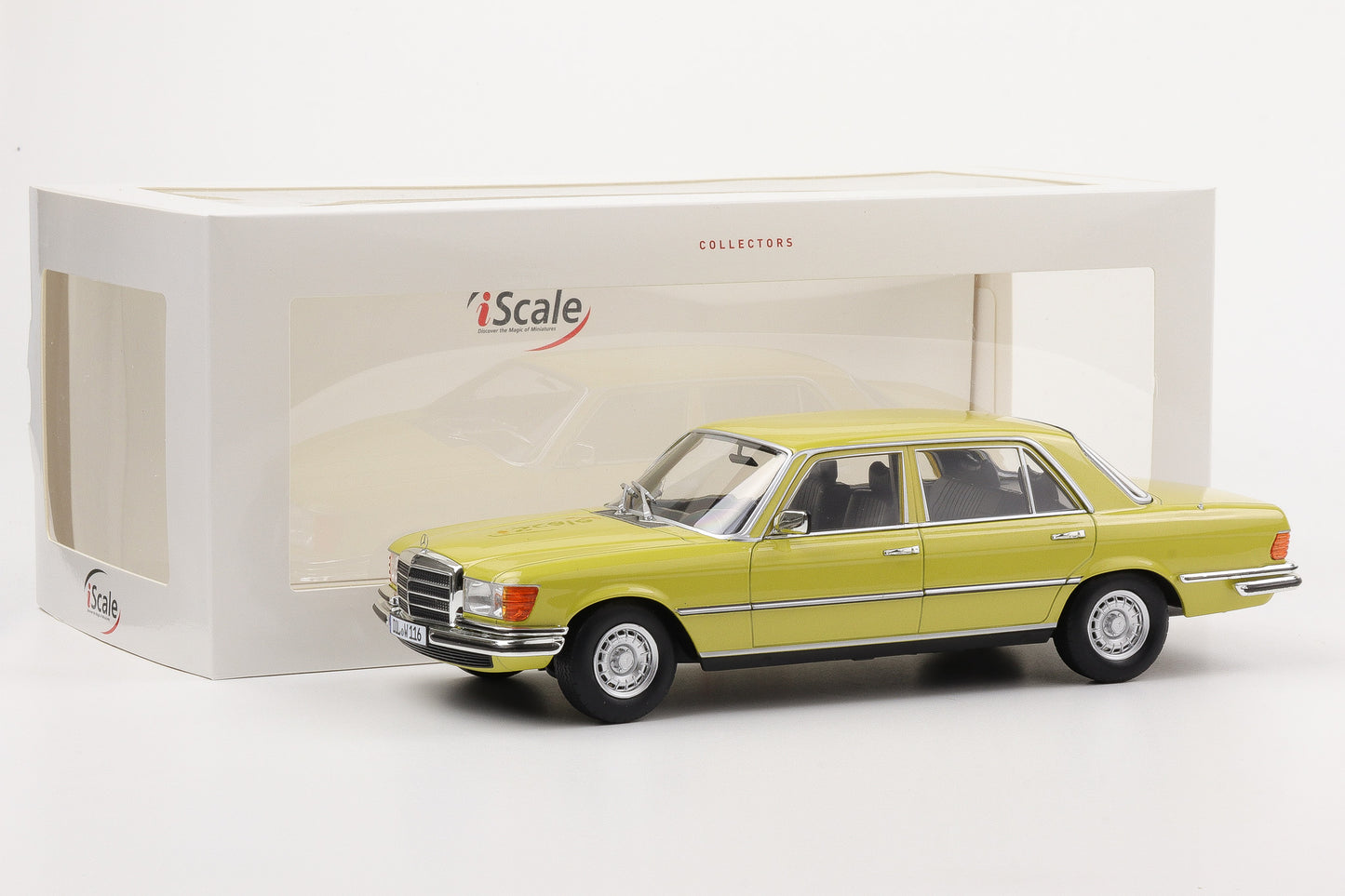 1:18 Mercedes-Benz S-Klasse 450 SEL 6.9 W116 1975 1980 mimosengelb iScale diecast
