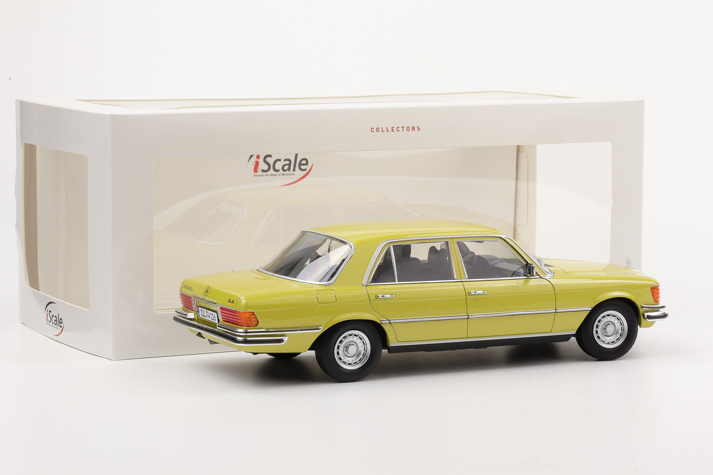 1:18 Mercedes-Benz S-Klasse 450 SEL 6.9 W116 1975 1980 mimosengelb iScale diecast