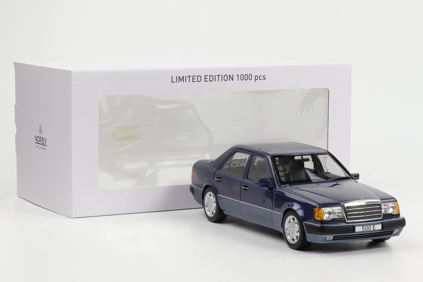 1:18 Norev Mercedes-Benz 500 E W124 5.0 V8 Limousine 1990 nautic blau metallic