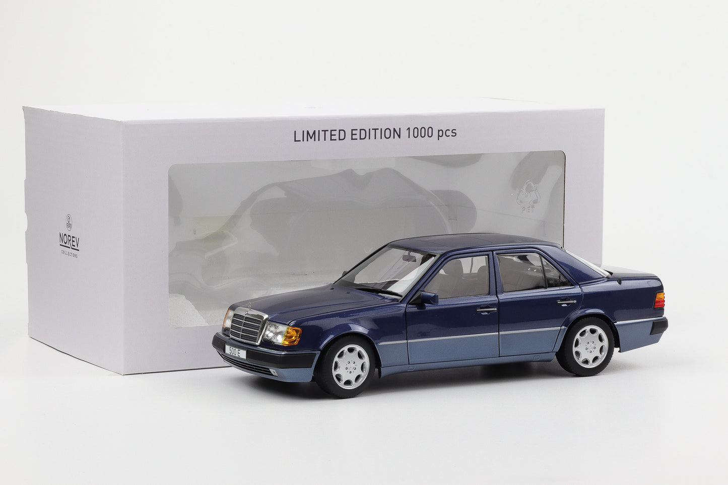 1:18 Norev Mercedes-Benz 500 E W124 5.0 V8 Limousine 1990 nautic blau metallic