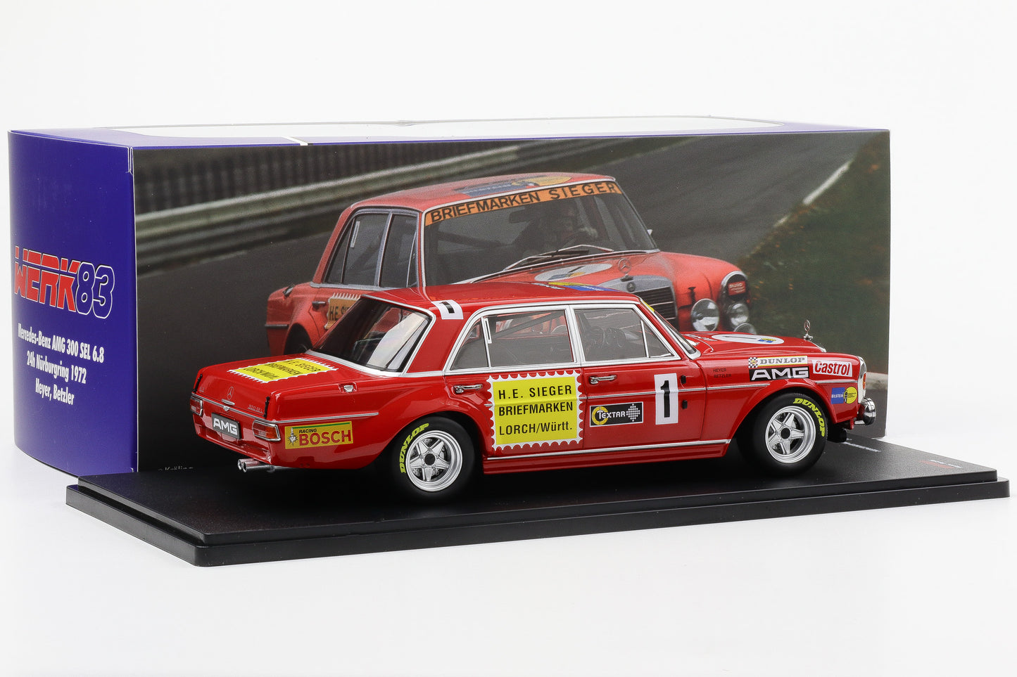 1:18 Werk83 Mercedes-Benz AMG 300 SEL 6.8 #1 24h Nürburgring 1972 Heyer Betzler