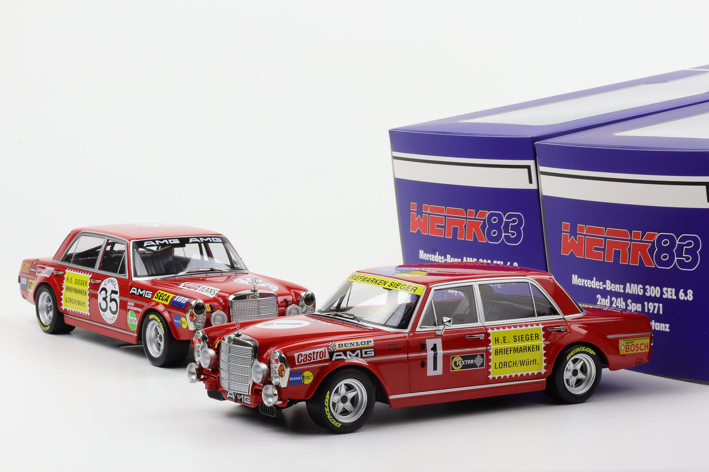 1:18 Werk83 Mercedes-Benz AMG 300 SEL 6.8 Set Rote Sau #1 #35 Spa Nürburgring