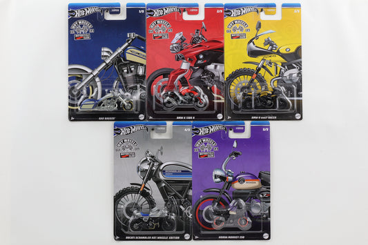 1:64 Hot Wheels Motorcycle Club Set 5 pcs Bagger BMW Ducati Monkey GDG44-977