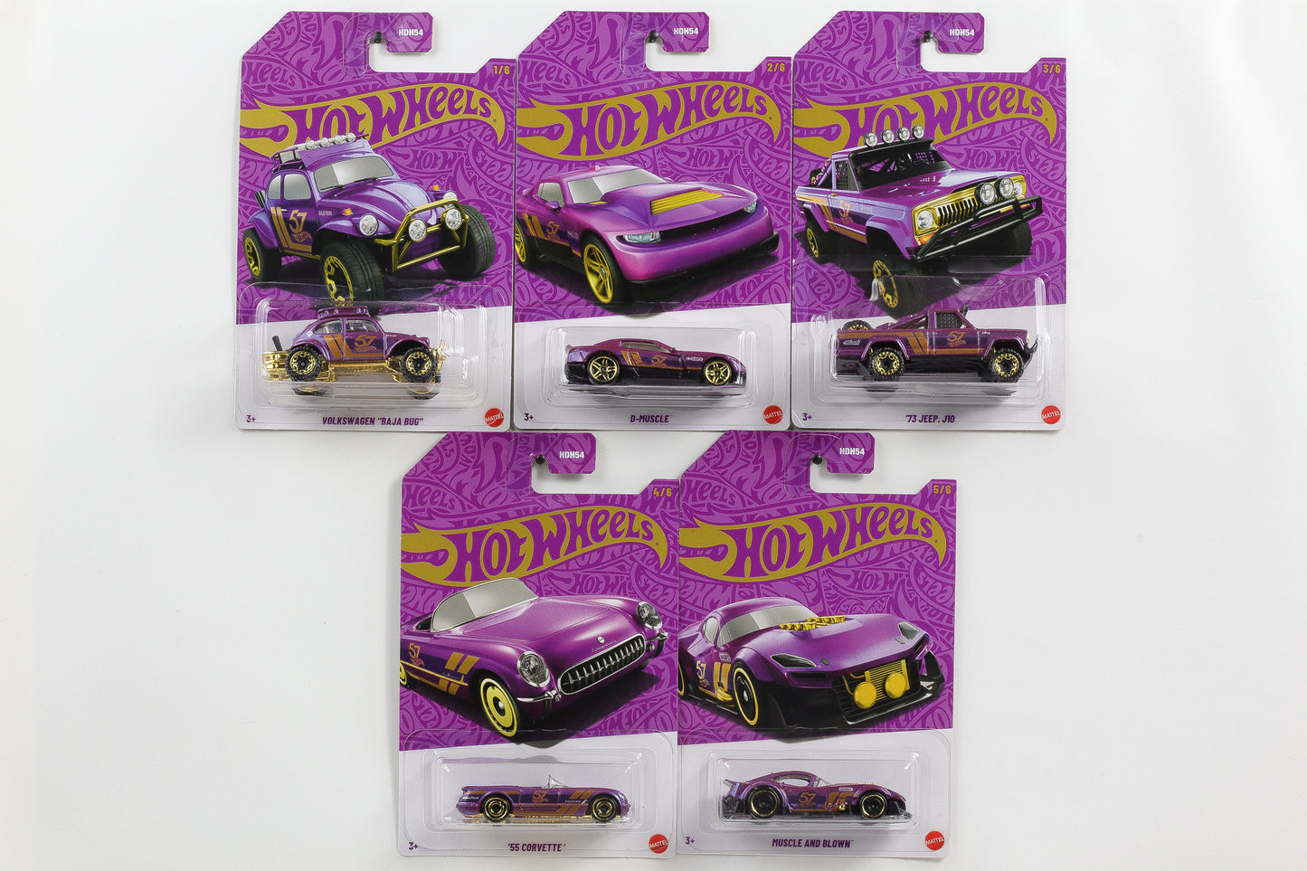 1:64 Hot Wheels 2024 Pearl & Chrome Set 5 pcs 57th Anniversary HDH54-979G