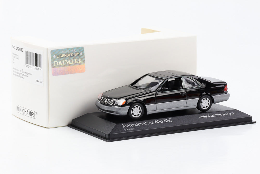 1:43 Mercedes-Benz 600 SEC C140 1992 schwarz Minichamps limited