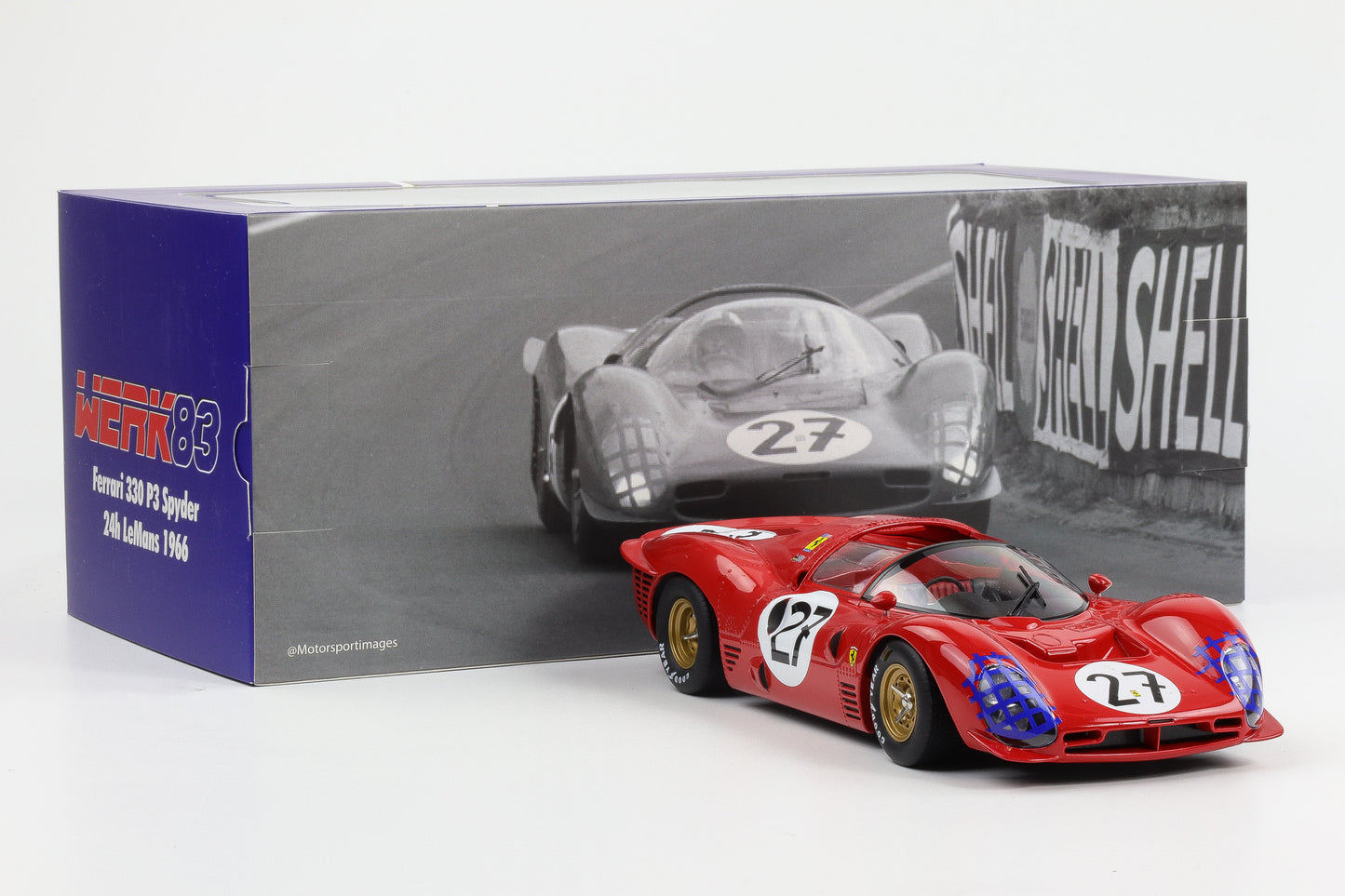1:18 Ferrari 330 P3 Spider #27 24H Le Mans 1966 Ginther Rodriguez WERK83 diecast