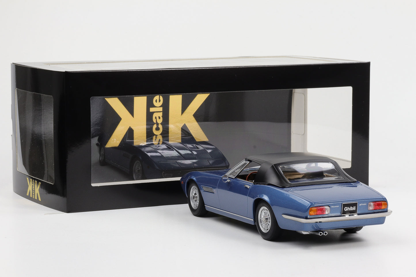 1:18 Maserati Ghibli Spider 1969 blau metallic Verdeck abnehmbar 1:18 KK-Scale
