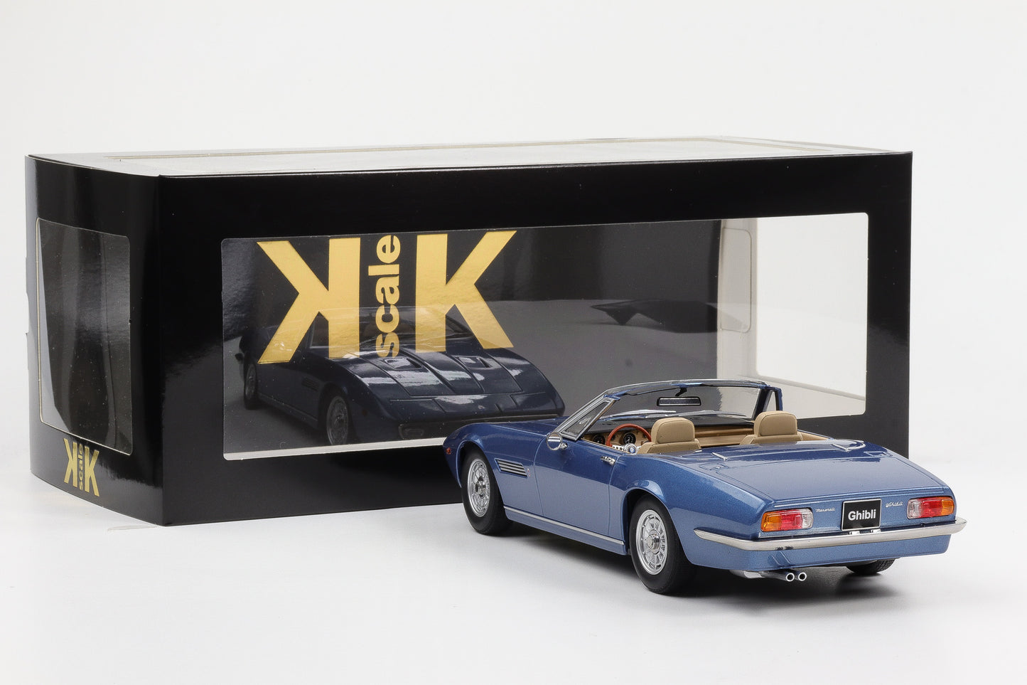 1:18 Maserati Ghibli Spider 1969 blau metallic Verdeck abnehmbar 1:18 KK-Scale