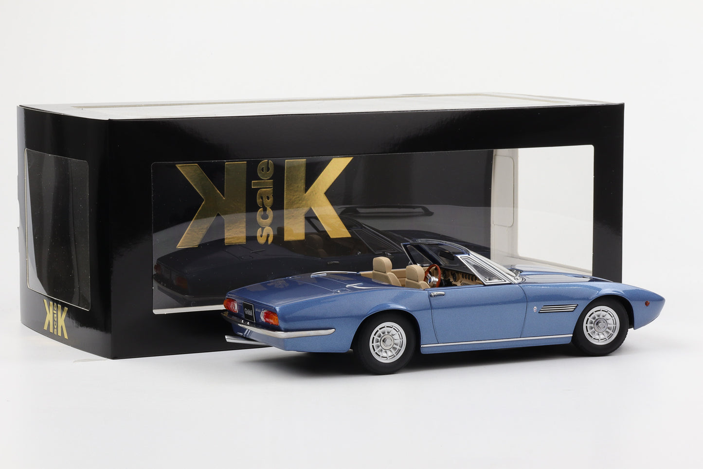 1:18 Maserati Ghibli Spider 1969 blau metallic Verdeck abnehmbar 1:18 KK-Scale