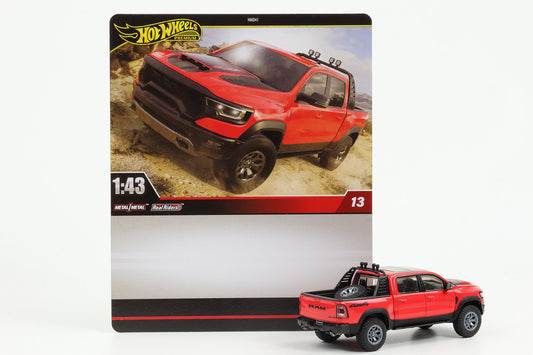 1:43 Hot Wheels Premium 2024 Real Riders Ram 4x4 Pickup red black