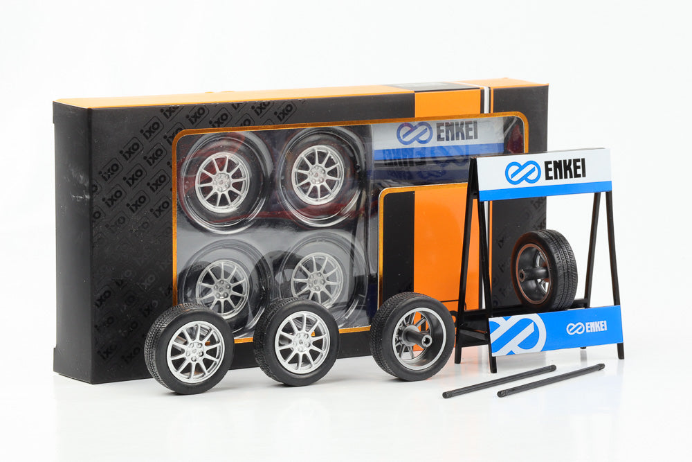 1:18 Räderset Radsatz 4 Felgen 25 mm Set Enkei 36 mm mit Reifen IXO