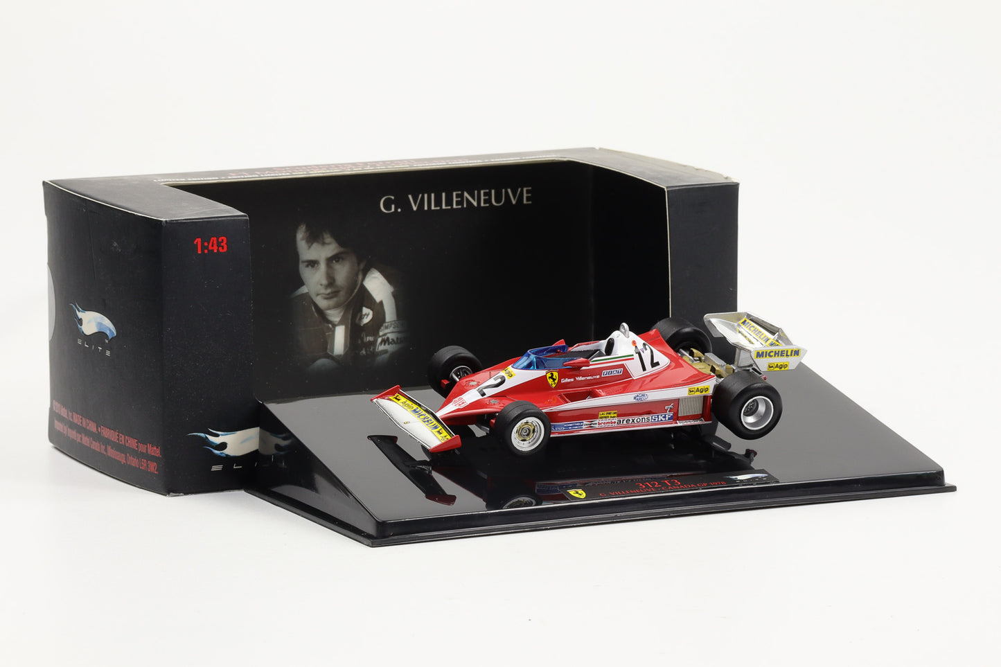 1:43 Hot Wheels Elite Ferrari 312 T3 G. Villeneuve #12 Canada GP 1978 Formel 1 T6272