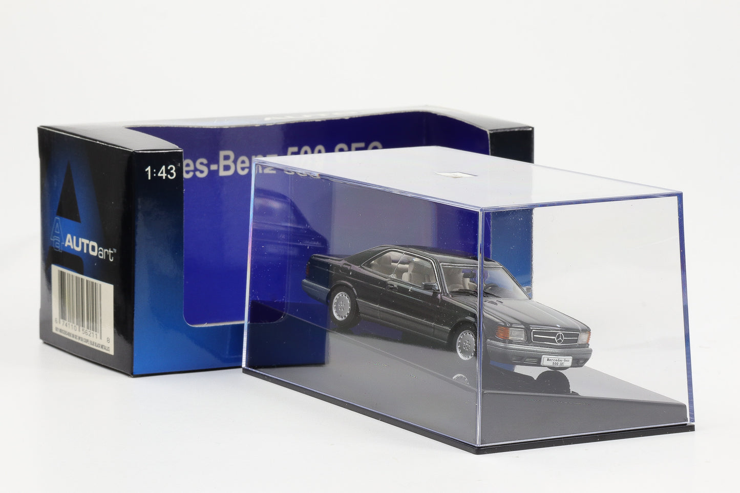 1:43 Autoart Mercedes Benz 500 SEC W126 Coupe 1986 blue black metallic