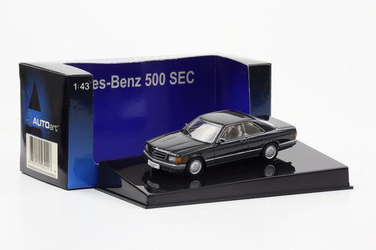 1:43 Autoart Mercedes Benz 500 SEC W126 Coupe 1986 blue black metallic