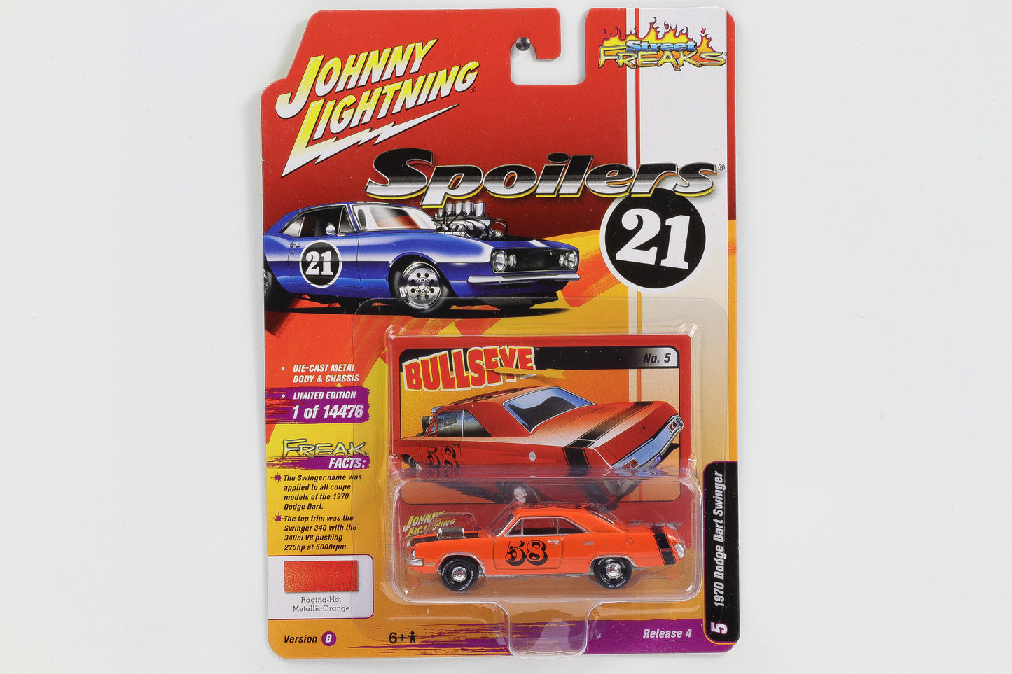 1:64 1970 Dodge Dart Swinger metallic orange Johnny Lightning Street Freaks