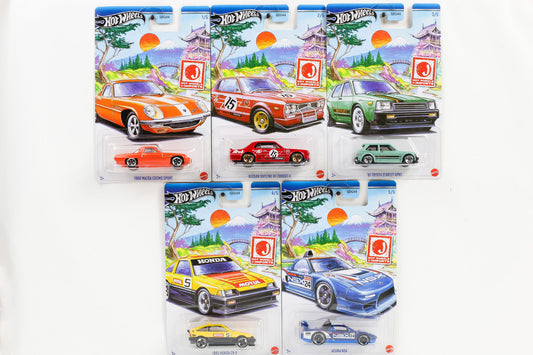 1:64 Hot Wheels Japan J-Imports 5 Car Set Nissan Mazda Toyota Honda