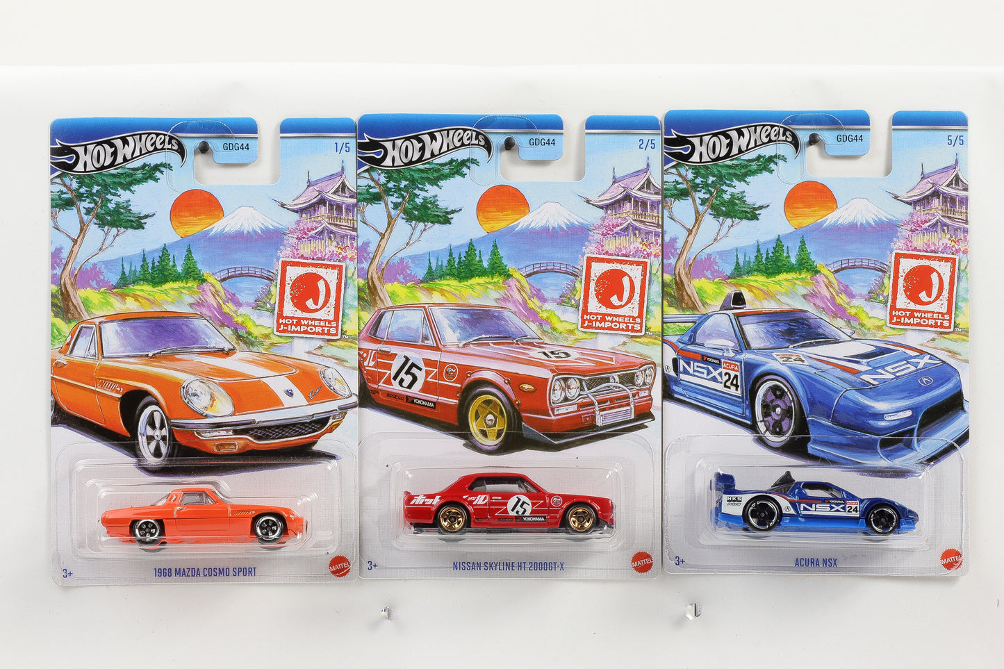 1:64 Hot Wheels Japan J-Imports 3 Car Set Nissan Mazda Acura