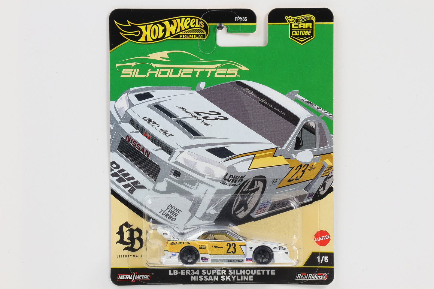 1:64 Hot Wheels LB-ER34 Super Silhouette Nissan Skyline #23 weiß-gelb Silhouettes