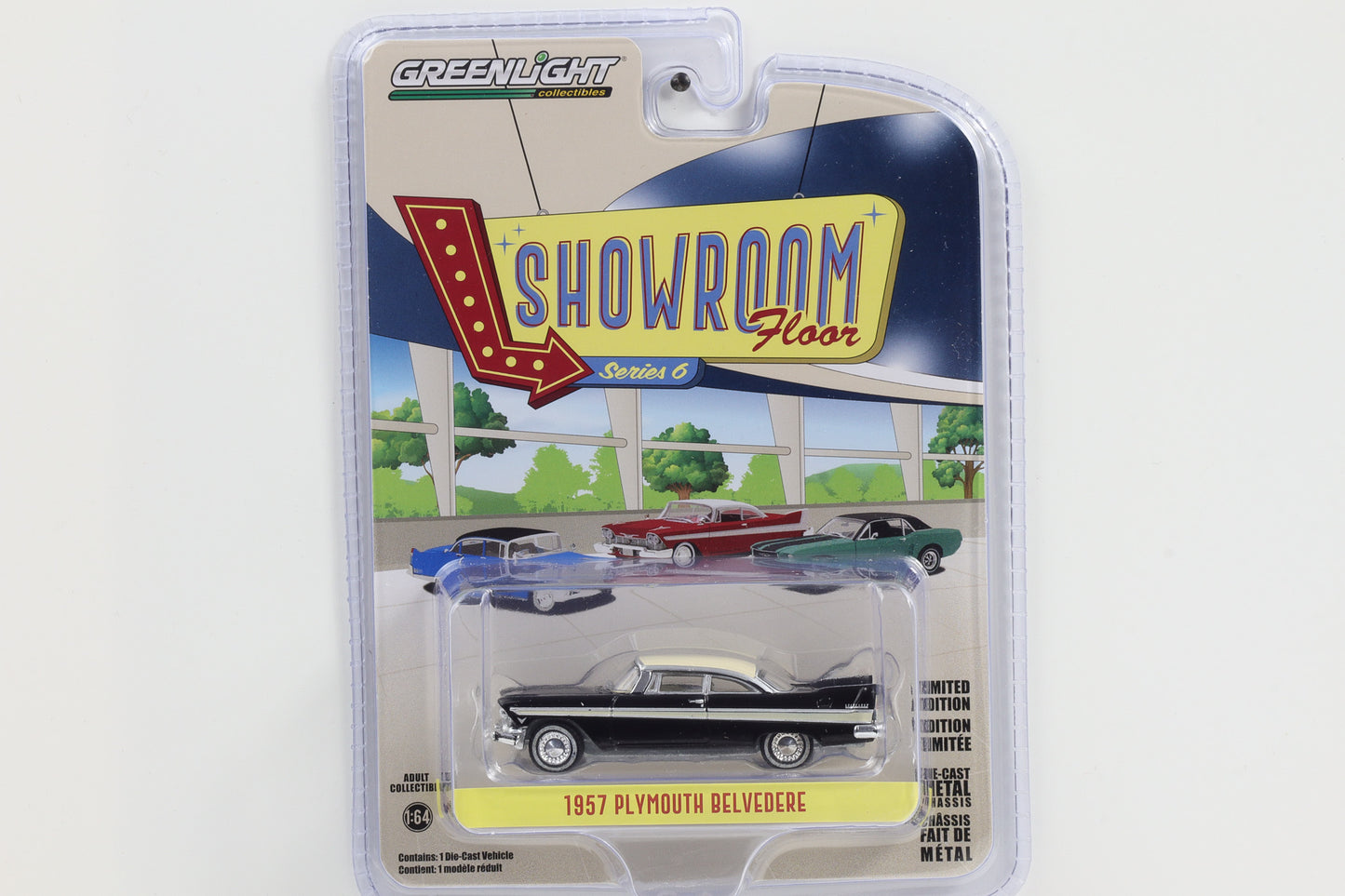 1:64 Greenlight 1957 Plymouth Belvedere schwarz Showroom Floor Series 6
