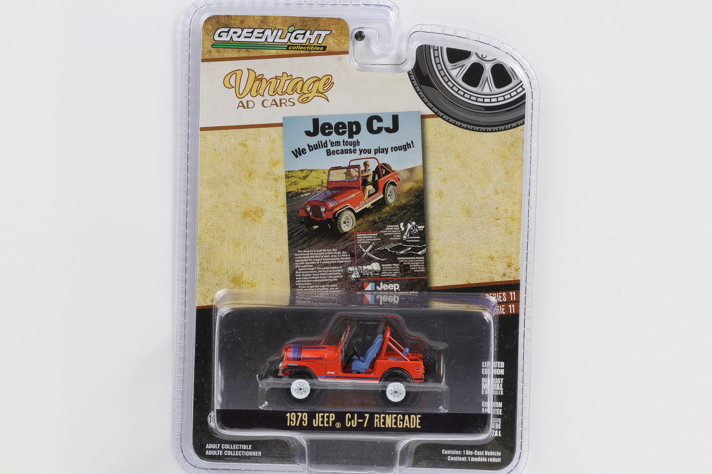 1:64 Greenlight 1979 Jeep CJ-7 Renegade rot Vintage AD Cars Series 11
