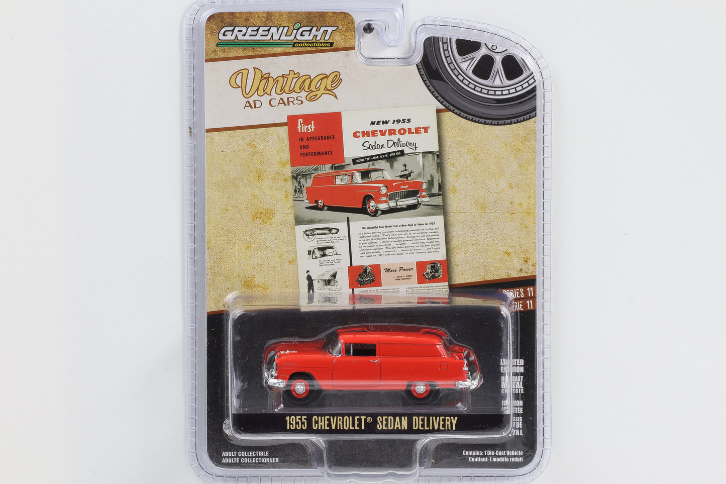 1:64 Greenlight 1955 Chevrolet Sedan Nomad Delivery rot Vintage AD Cars Series 11