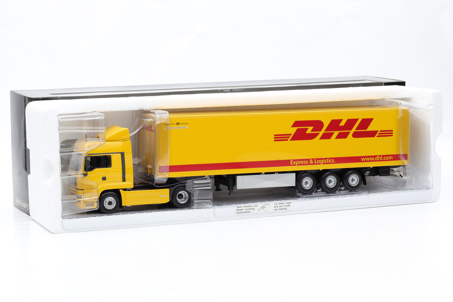1:43 Minichamps LKW MAN TGA 18.430 LX Koffersattelzug DHL NEU