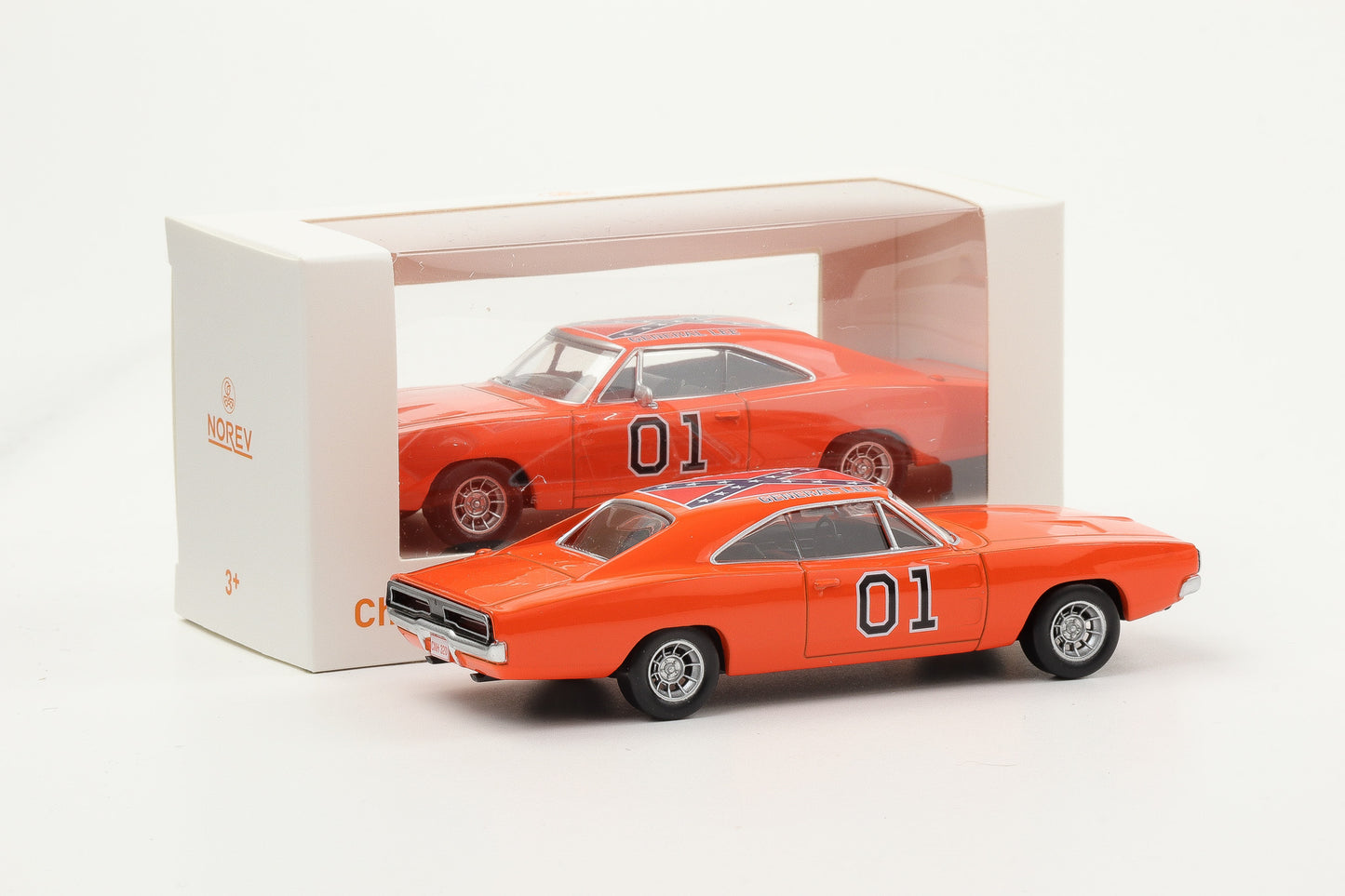 1:43 Dodge Charger 1969 General Lee Movie car with flag 1:43 Norev Jet Car