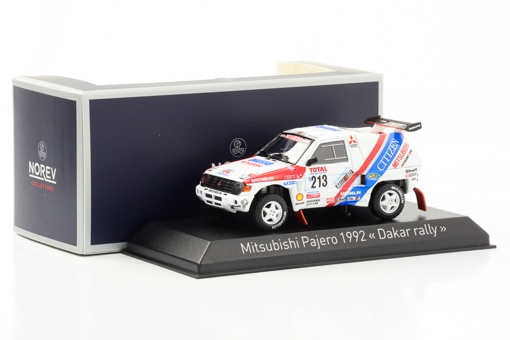 1:43 Mitsubishi Pajero Dakar Rally Nr. 213 3. Platz 1992 weiss Norev 800163