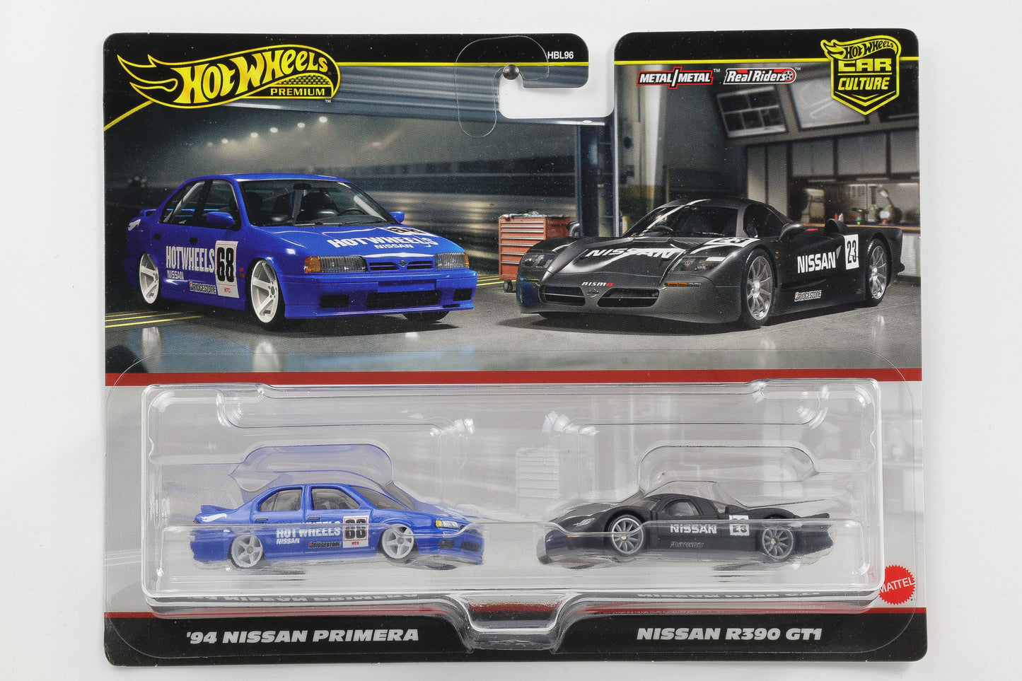 1:64 Hot Wheels Premium '94 Nissan Primera + R390 GT1 blau + schwarzmatt Car Culture