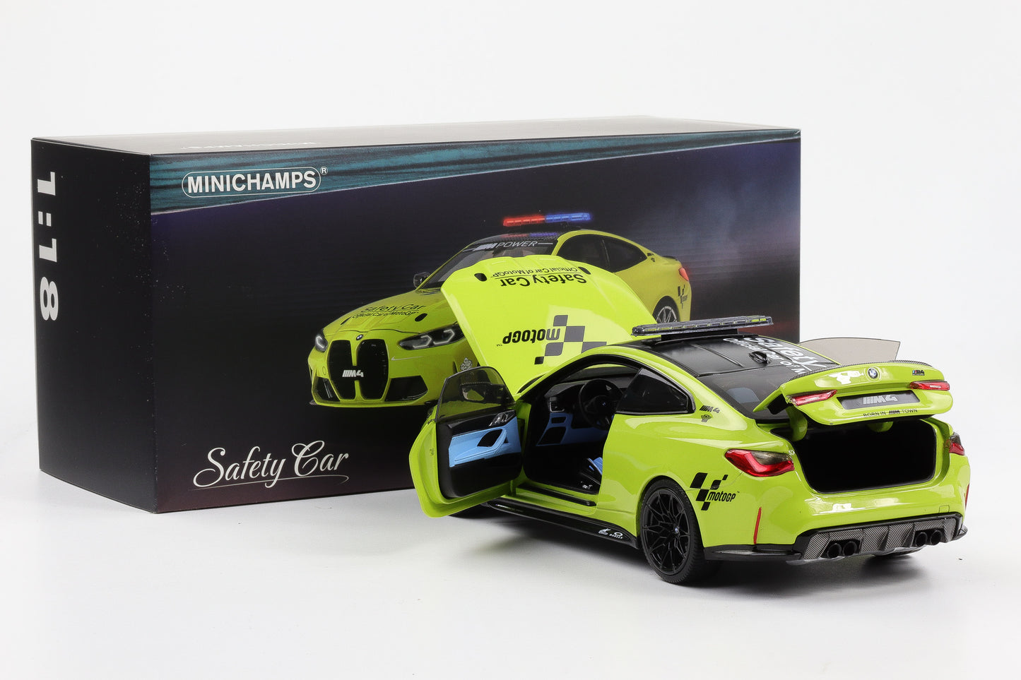1:18 Minichamps BMW M4 G82 2020 Safety Car Sao Paulo Yellow full opening
