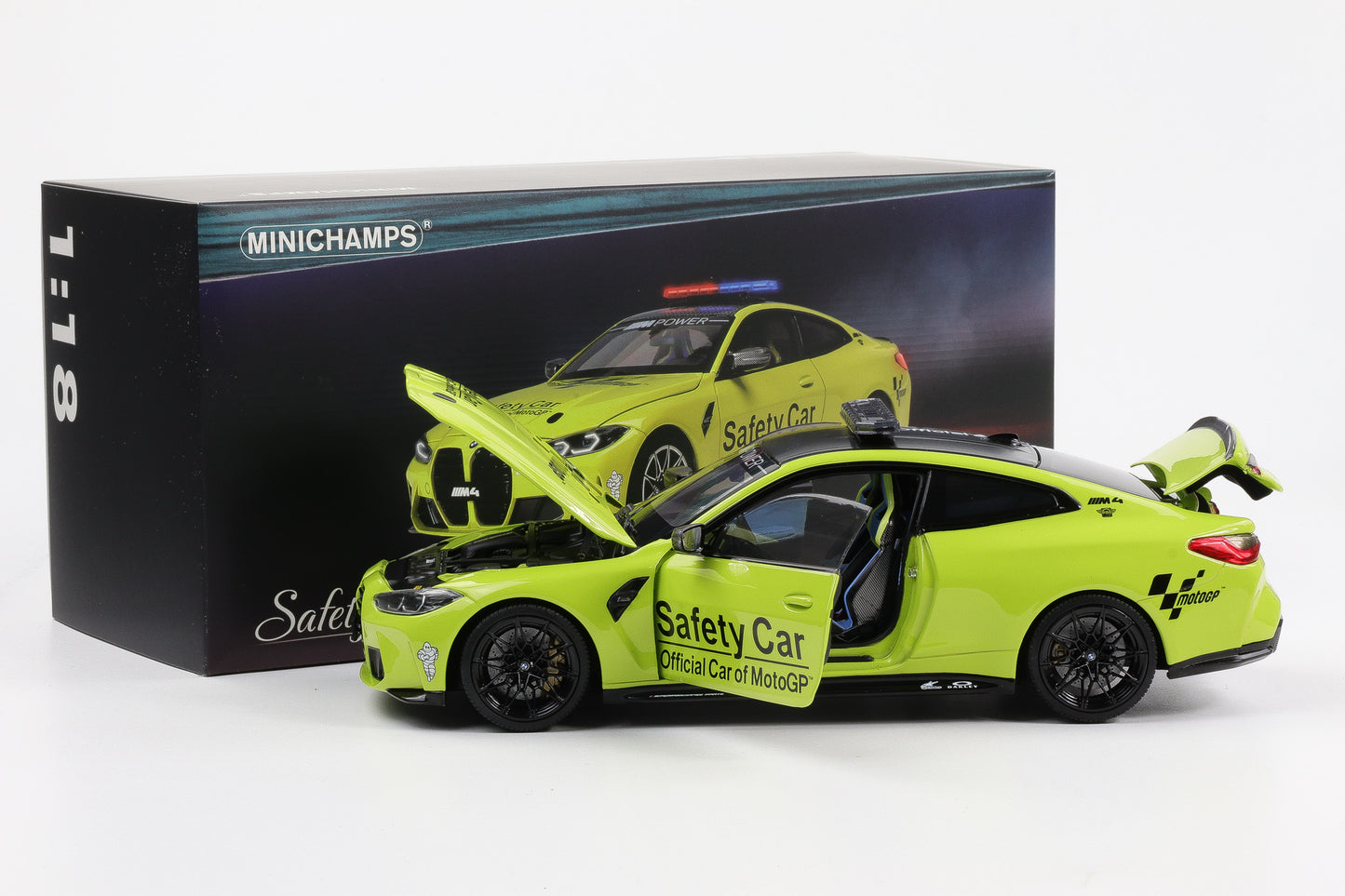 1:18 Minichamps BMW M4 G82 2020 Safety Car Sao Paulo Yellow full opening