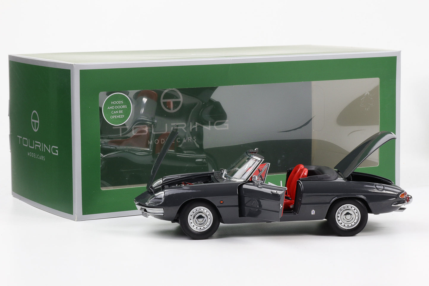 1:18 Touring Modelcars Alfa Romeo Duetto Spider 1966 dunkelgrau full opening