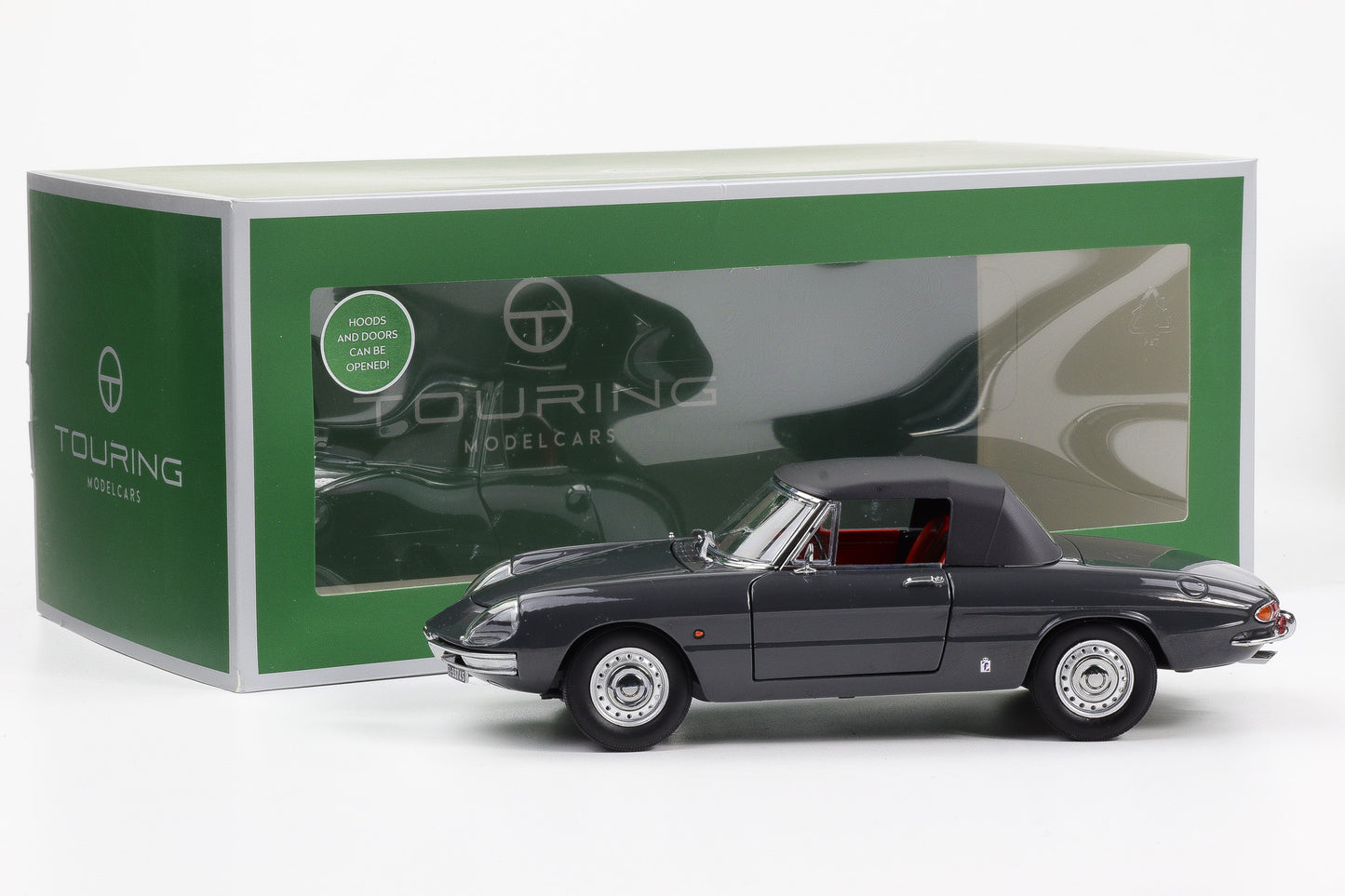 1:18 Touring Modelcars Alfa Romeo Duetto Spider 1966 dunkelgrau full opening