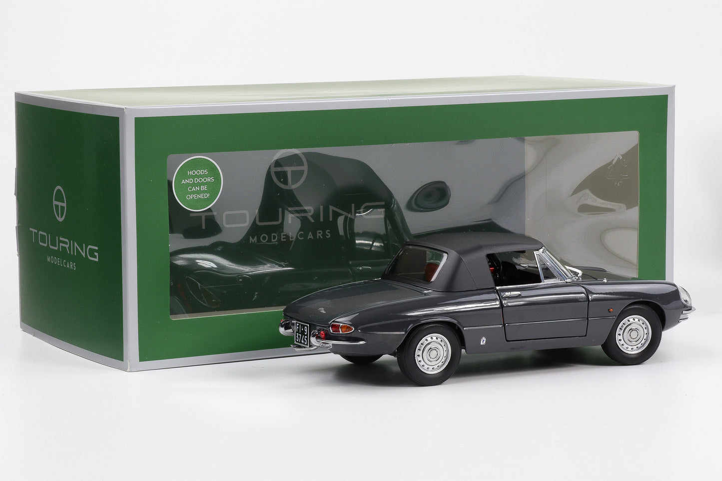 1:18 Touring Modelcars Alfa Romeo Duetto Spider 1966 dunkelgrau full opening