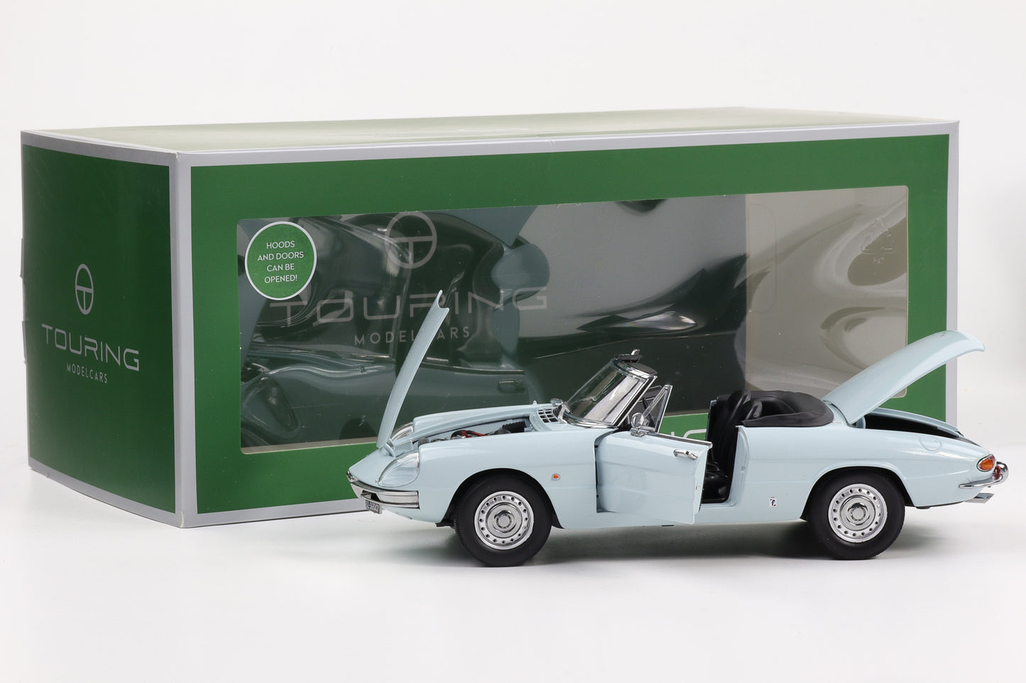 1:18 Touring Modelcars Alfa Romeo Duetto Spider 1966 hellblau full opening