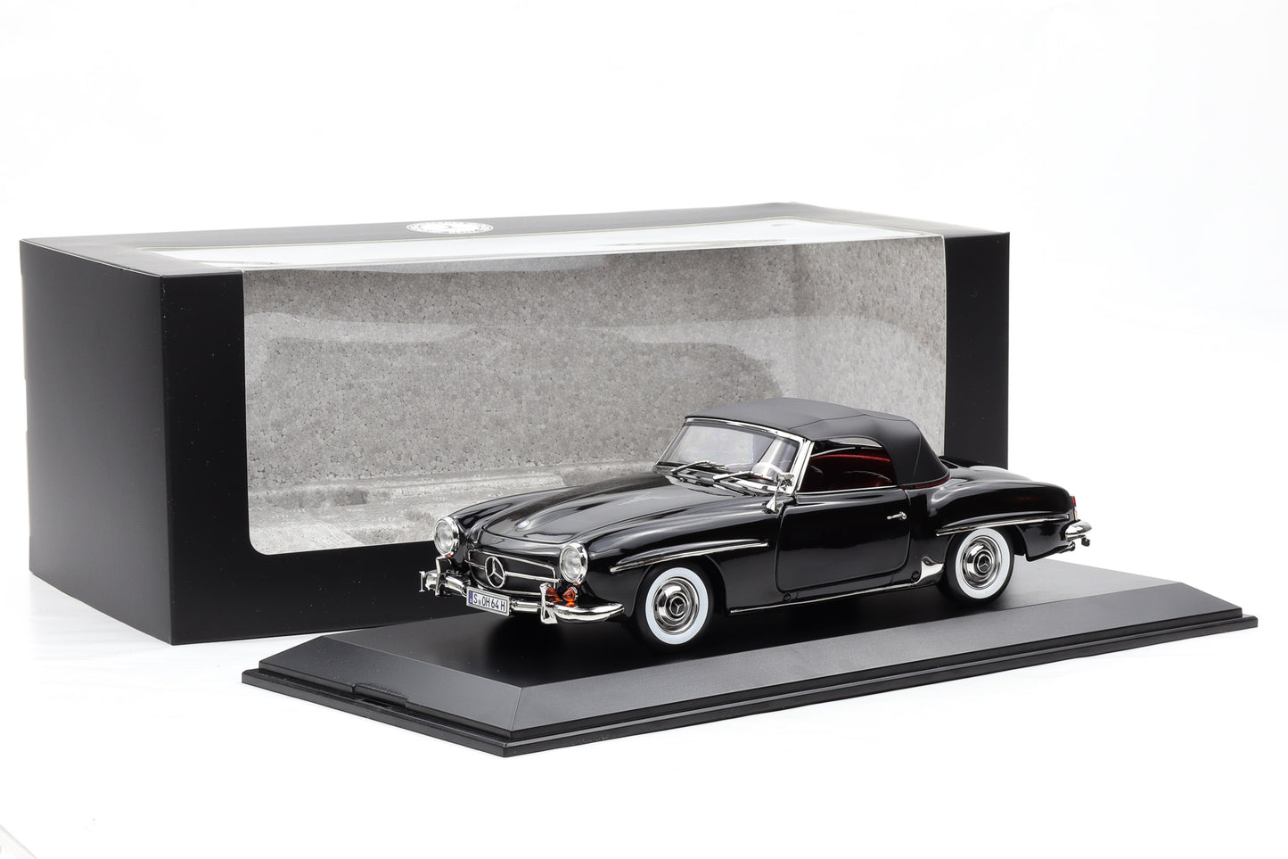 1:18 Norev Mercedes-Benz 190 SL Roadster W121 Softtop schwarz Dealer + Vitrine