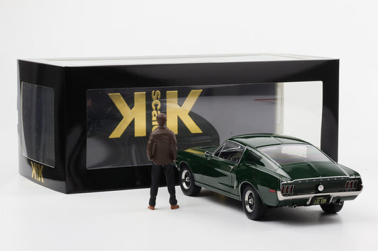 1:18 KK-Scale Ford Mustang GT Fastback 1968 like Bullitt Movie mit Figur McQueen