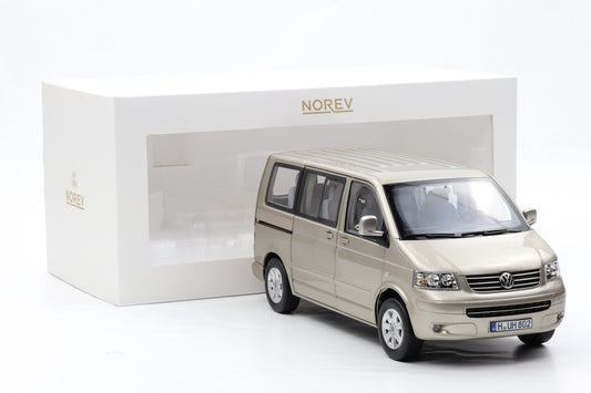1:18 Norev Volkswagen T5 Multivan Bus 2003 wheatbeige metallic full opening