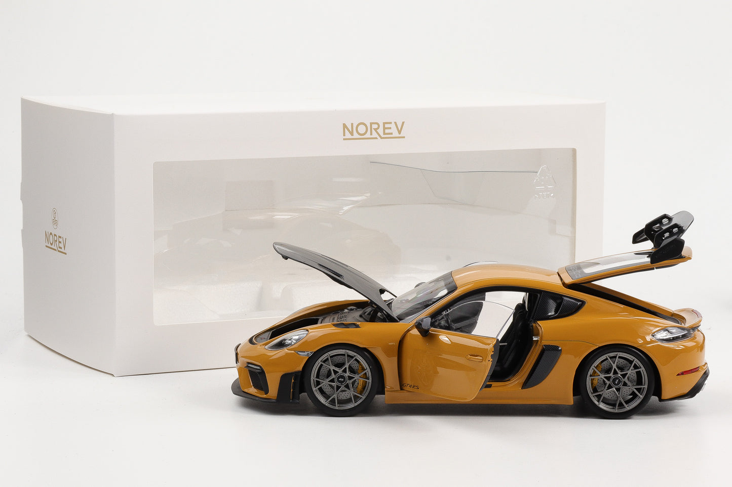 1:18 Norev Porsche 718 Cayman GT4 RS Weissachpaket bahamagelb