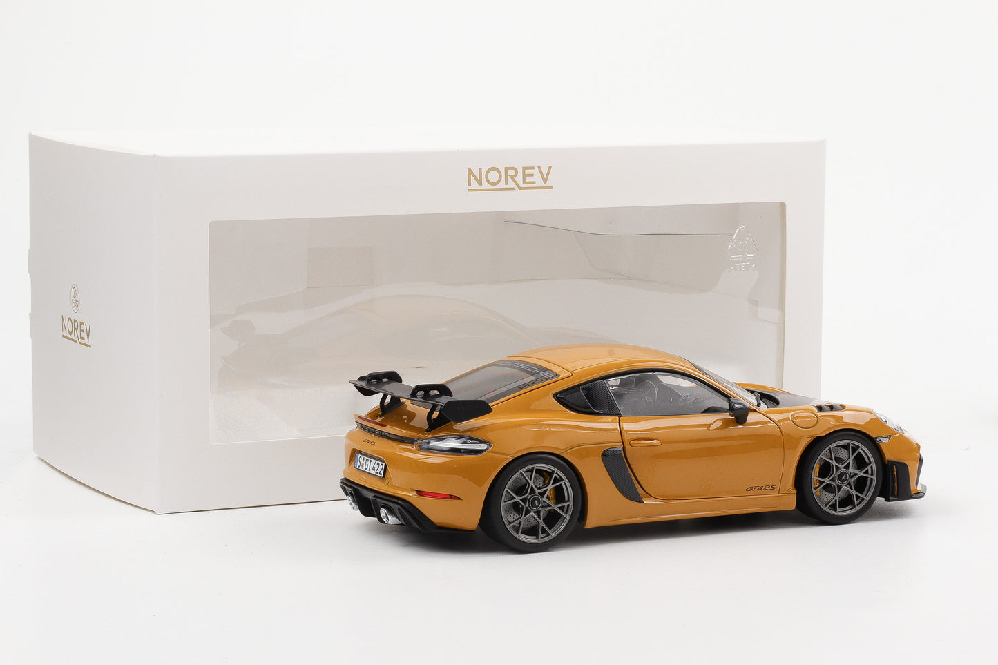 1:18 Norev Porsche 718 Cayman GT4 RS Weissachpaket bahamagelb